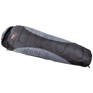 Saco de dormir FOX Outdoor, Scout, Economic, Negro/Gris, Momia