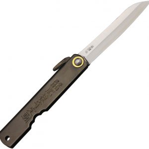 Navaja HIGONOKAMI, Nagao, Shiro-Kami Yasuki Forjado, 10 cm, Sasaba, Negra