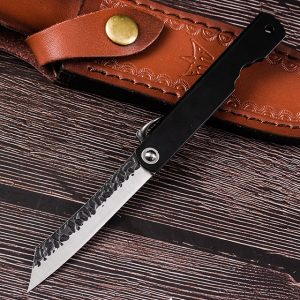 Navaja HIGONOKAMI, Miyamoto, Amartillado Tsuchime forjada y Negro, 9 cm