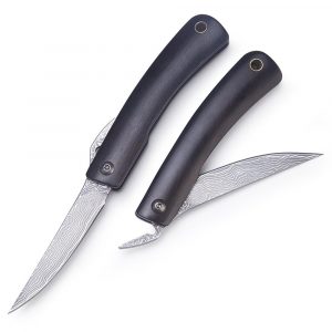 Navaja YUKI, Higonokami, Ebano, Acero Damasco