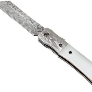 Navaja YUKI, Higonokami, Hueso, Acero Damasco
